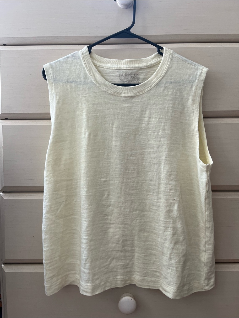 Faherty Off-White Ribbed Crewneck Muscle Tee